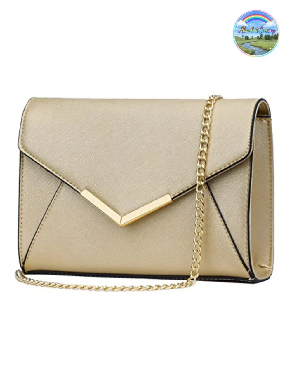 Faux Leather Envelope Clutch with Detachable Chain, Evening Handbag for Party